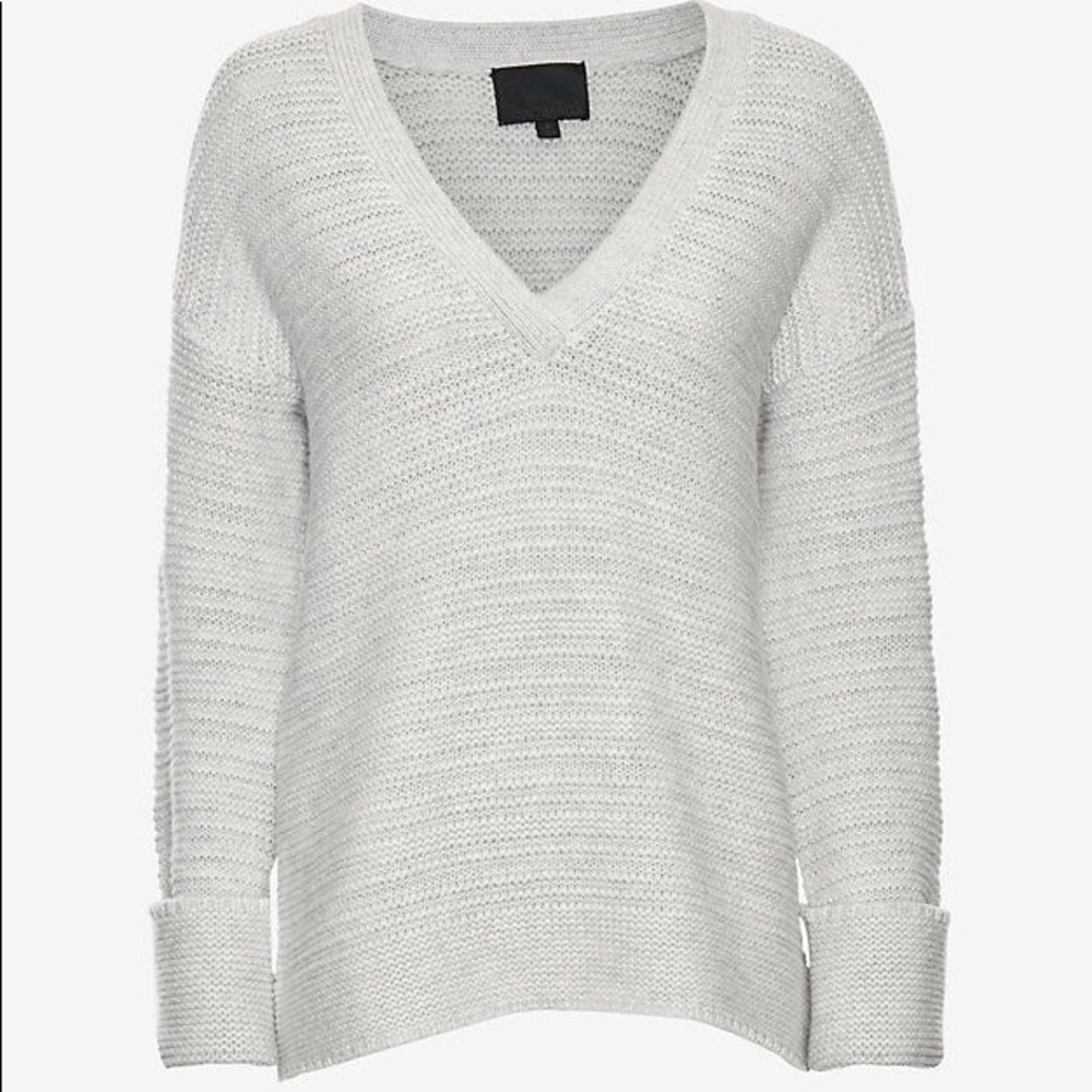 Intermix Gray V Neck Chunky Sweater